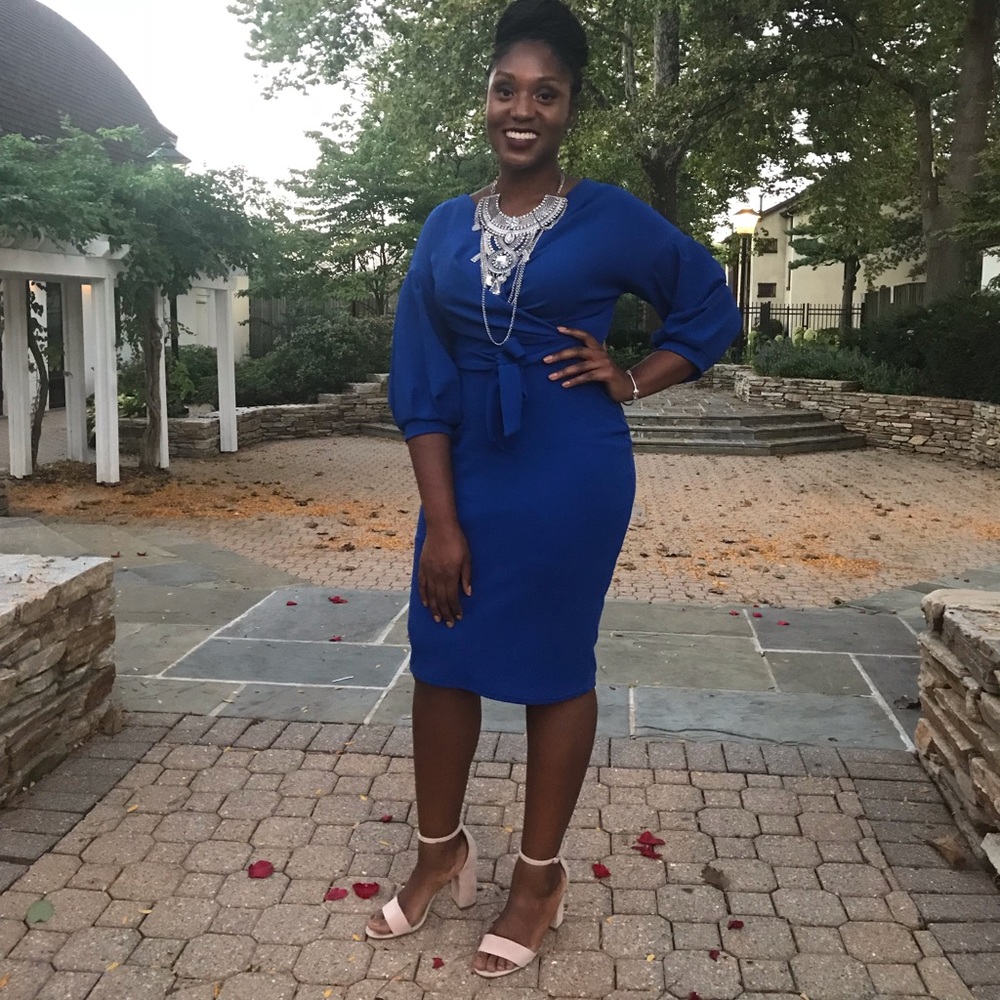 COBALT BOOHOO DRESS WORN ONCE!